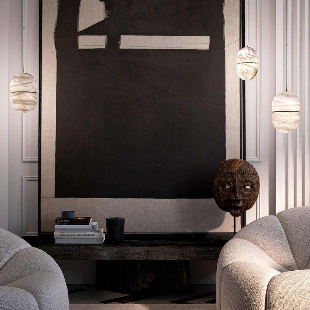 Lampada da soffitto a sospensione YUM in alabastro elegante