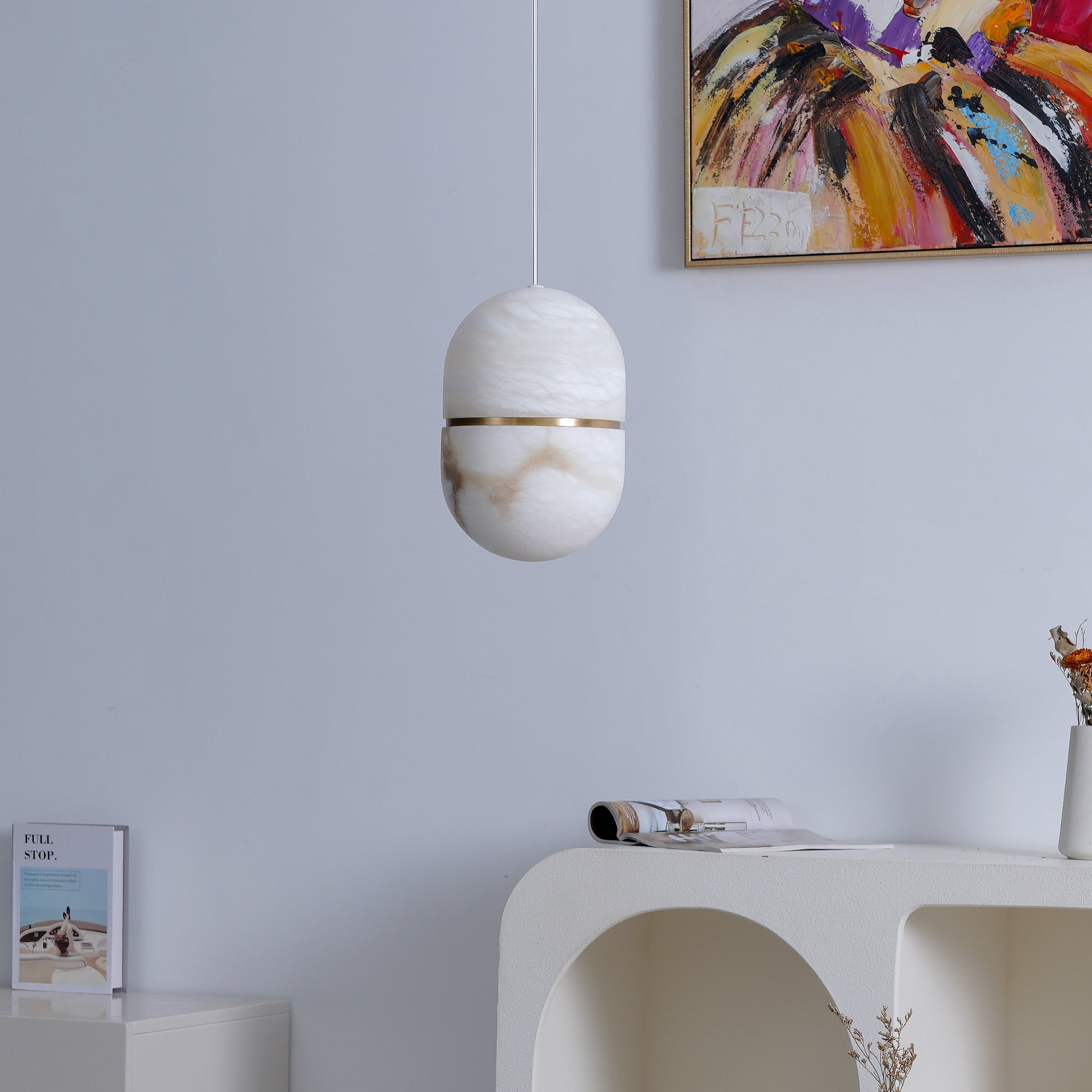 Lampada da soffitto a sospensione YUM in alabastro elegante