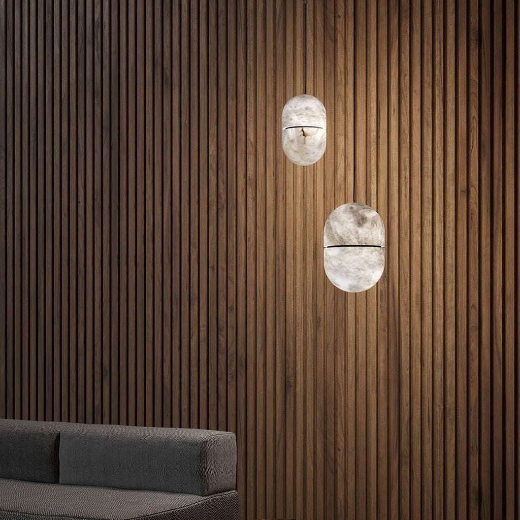 Lampada da soffitto a sospensione YUM in alabastro elegante