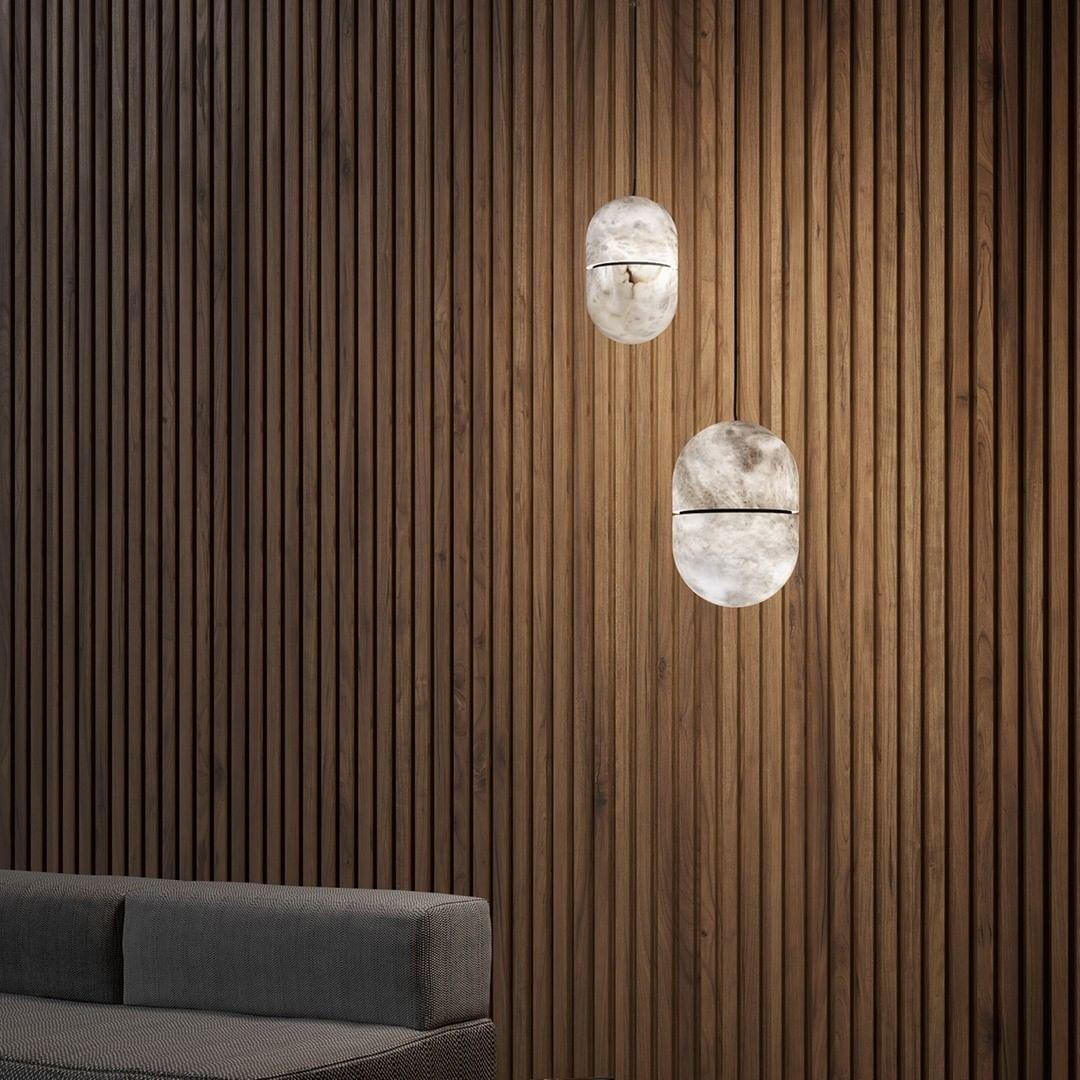Lampada da soffitto a sospensione YUM in alabastro elegante