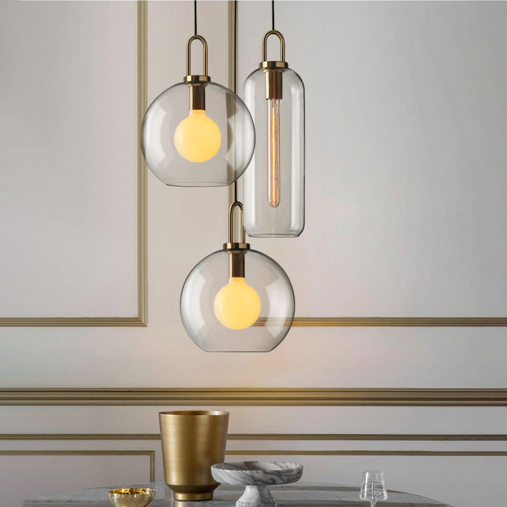 Pendellampe i glas med swag-ledning