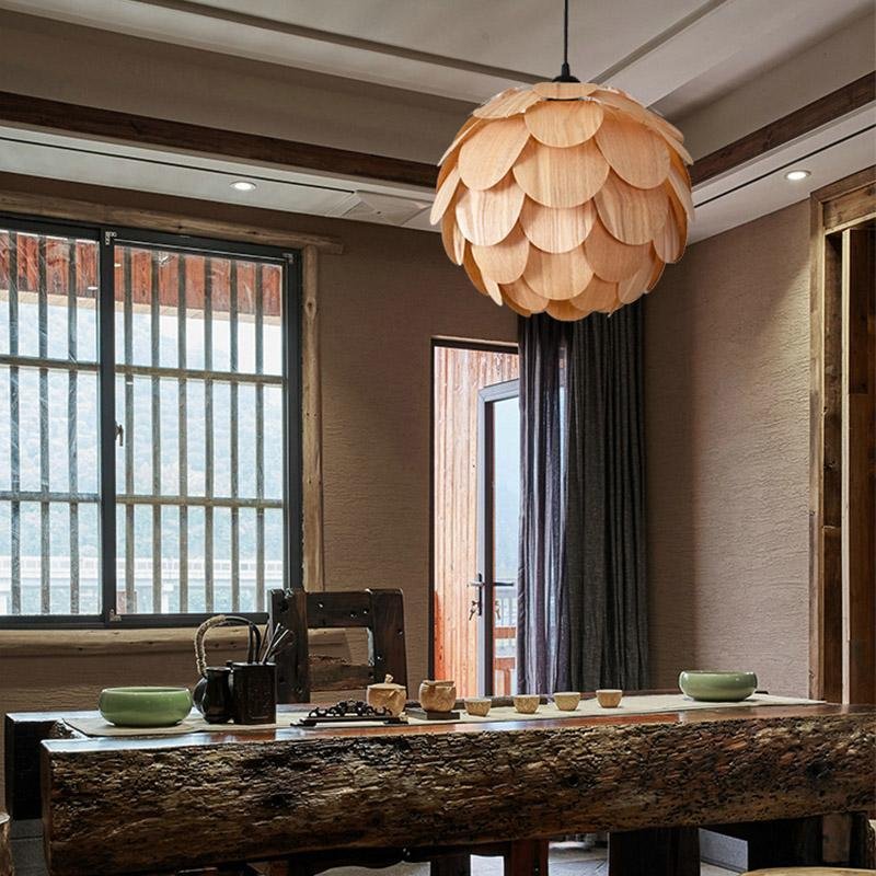 LumaPine | Lámpara Colgante de Piña de Madera | Orntli