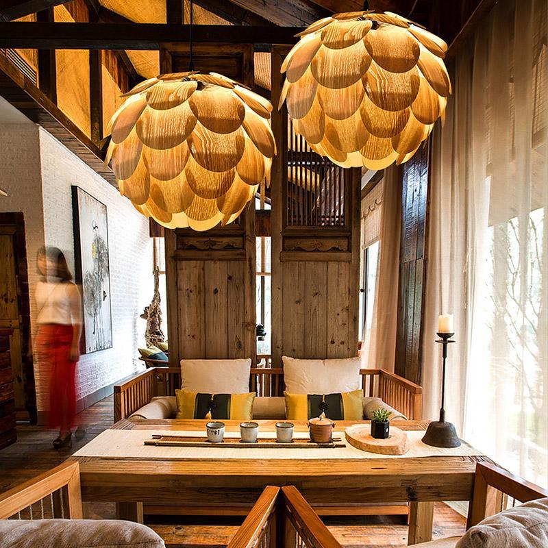 LumaPine | Lámpara Colgante de Piña de Madera | Orntli