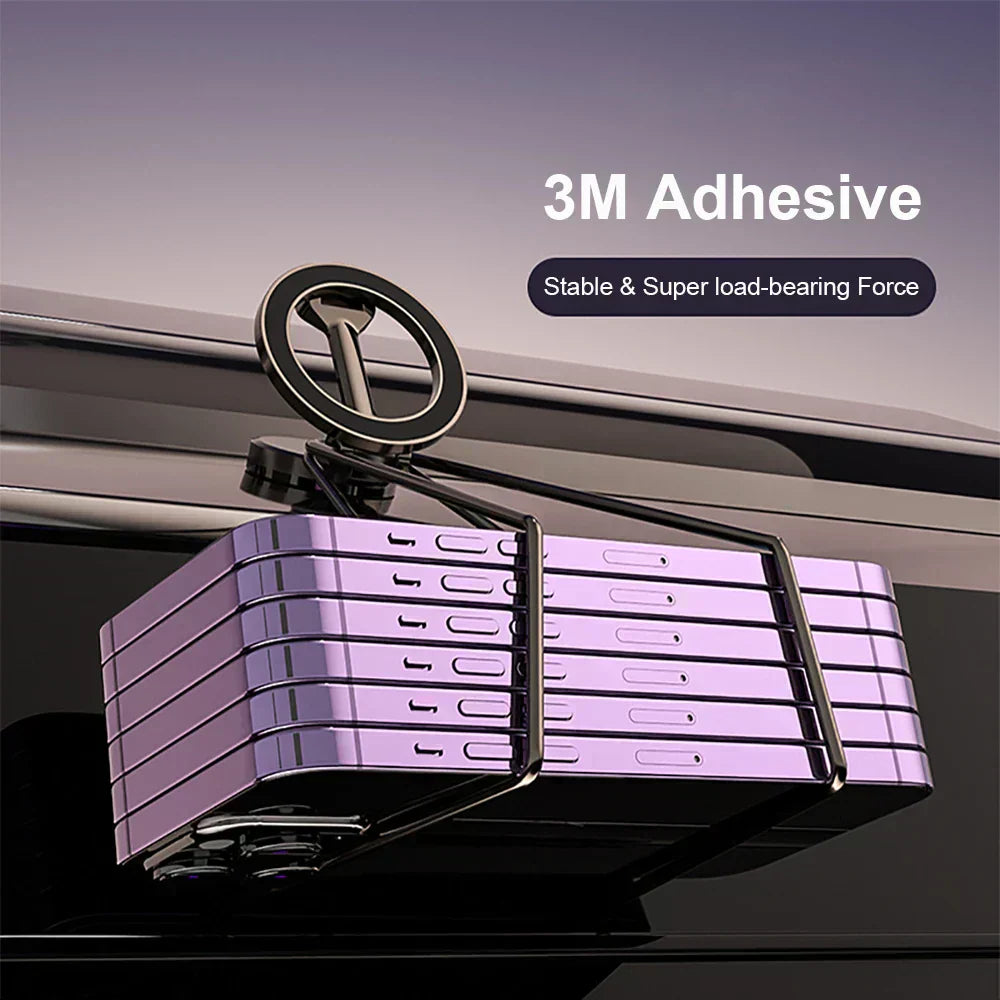 Magnetic Car Phone Holder - 360 Degree Rotating - Foldable - Zinc Alloy & ABS - Universal Fit