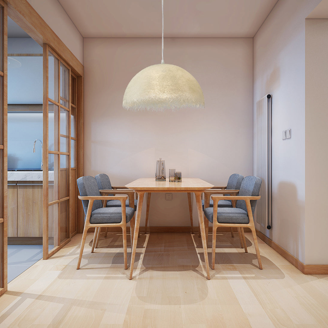 Korven hengelampe moderne epoksyharpiks metall LED-belysning