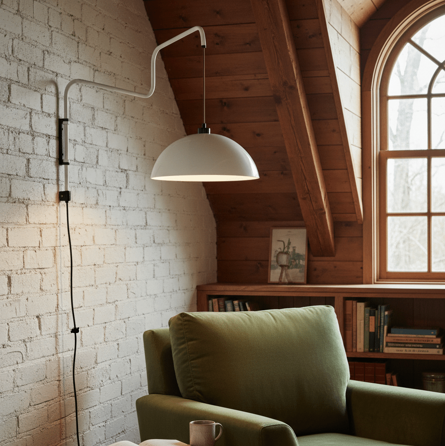 Lampada da parete Elio con spina — paralume orientabile da 40 cm, stelo regolabile