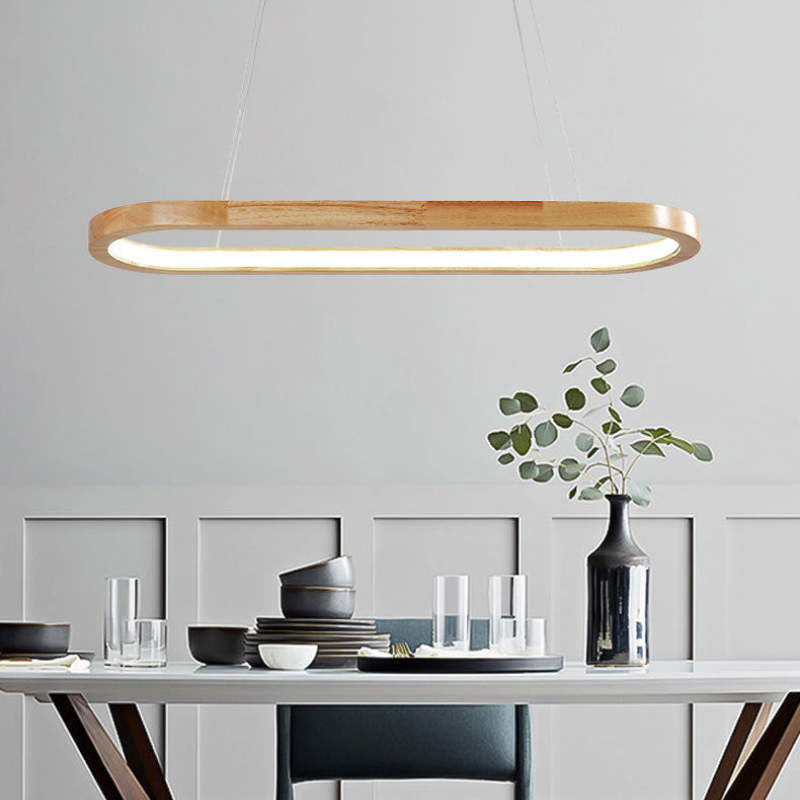 Suspension contemporaine ovale en bois Veon