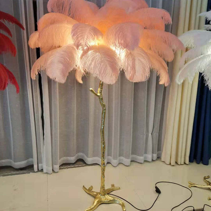 O'Moore Luxury Ostrich Feather Floor and Table Lamp - Nordic Warm Light