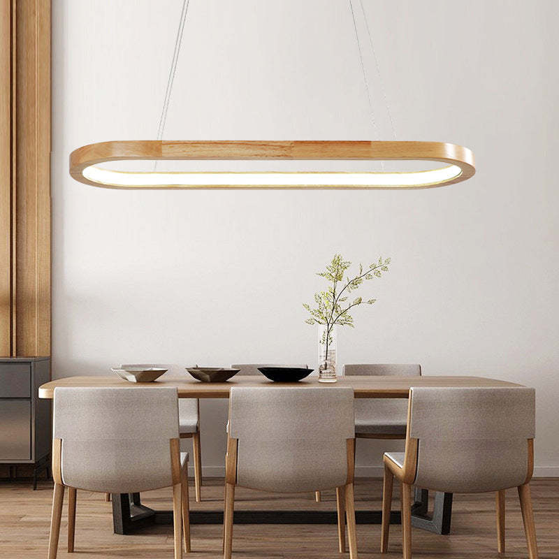 Suspension contemporaine ovale en bois Veon