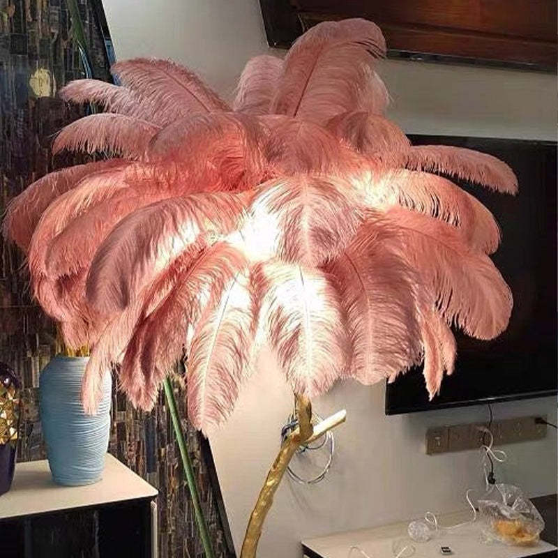 O'Moore Luxury Ostrich Feather Floor and Table Lamp - Nordic Warm Light