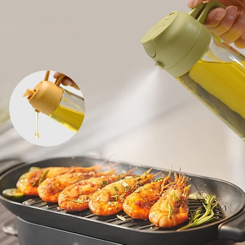 AeroChef Penyembur dan Pengedar Minyak Kaca 2-Dalam-1 Alat Tuang Dapur
