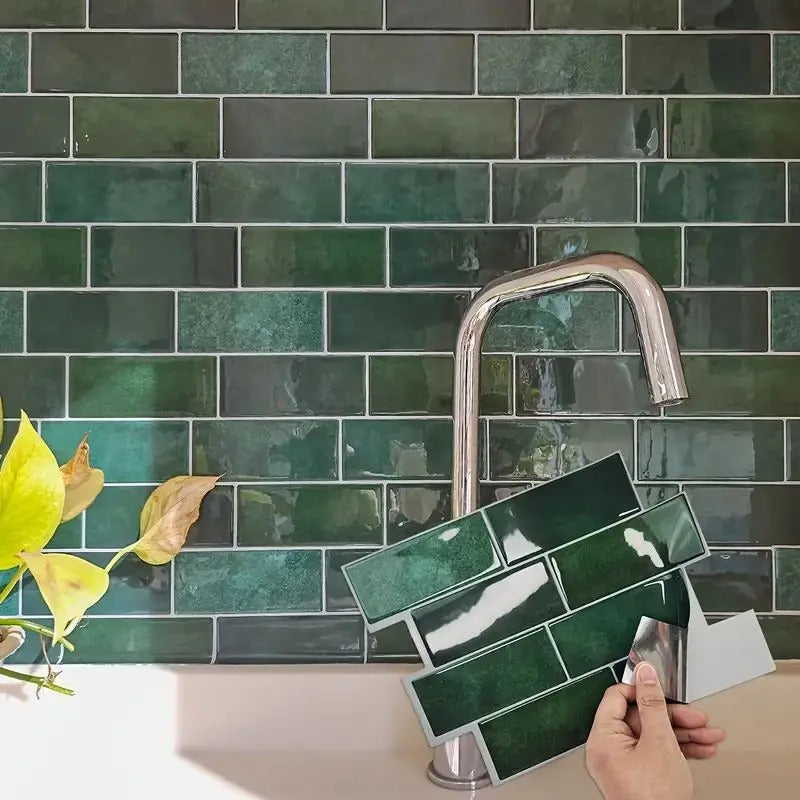 Tilesnap – Vízálló matricák zöld téglamintával a gyors otthoni átalakításhoz