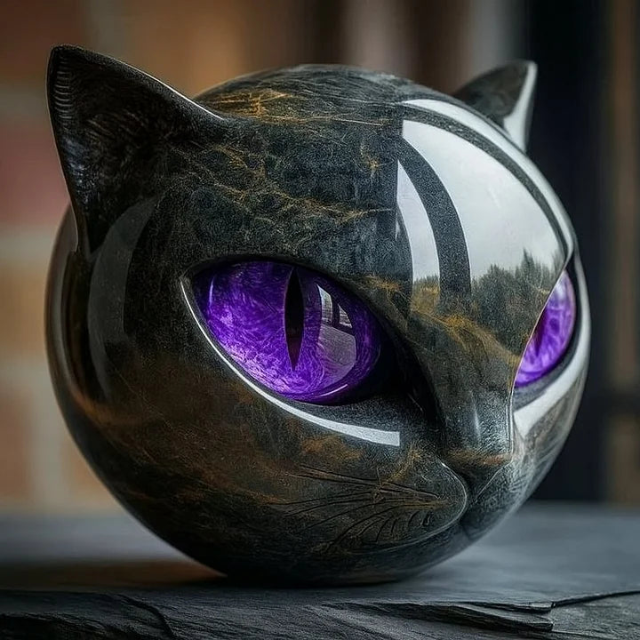 Luna Craft NoirCat Skulptur Sort Kattehoved med Hypnotiske Øjne