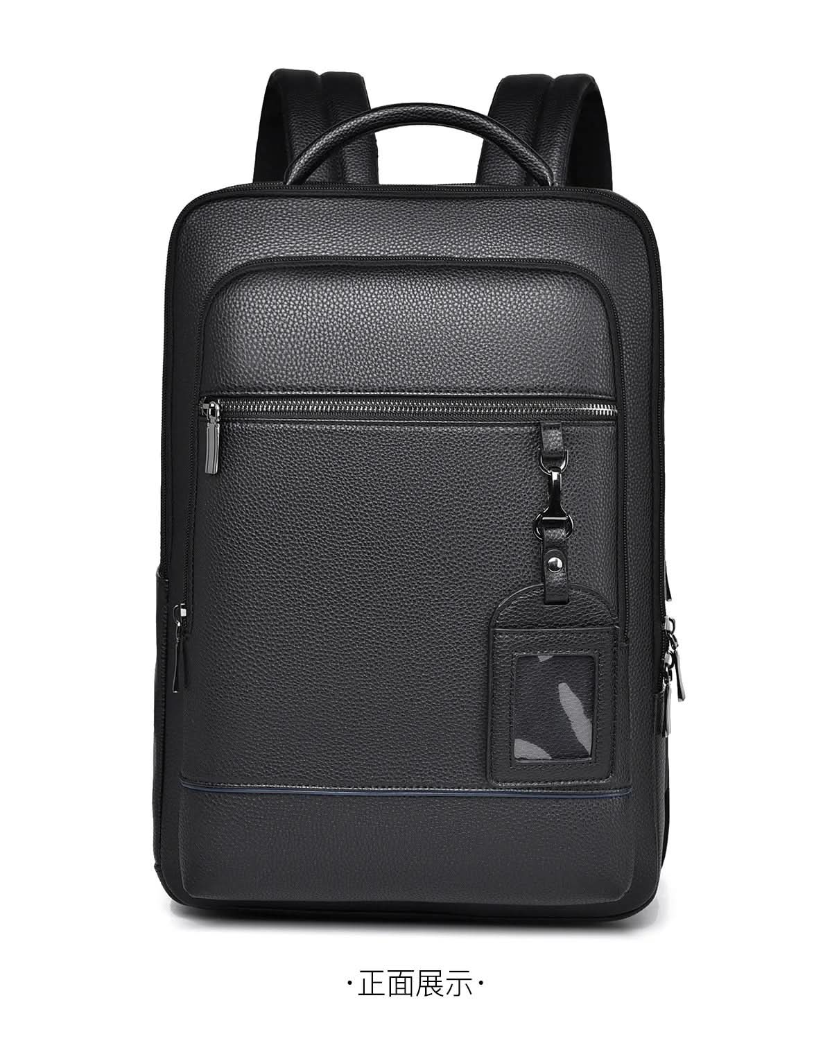 Zaino elegante in pelle con porta USB per laptop da 15.6 pollici, unisex