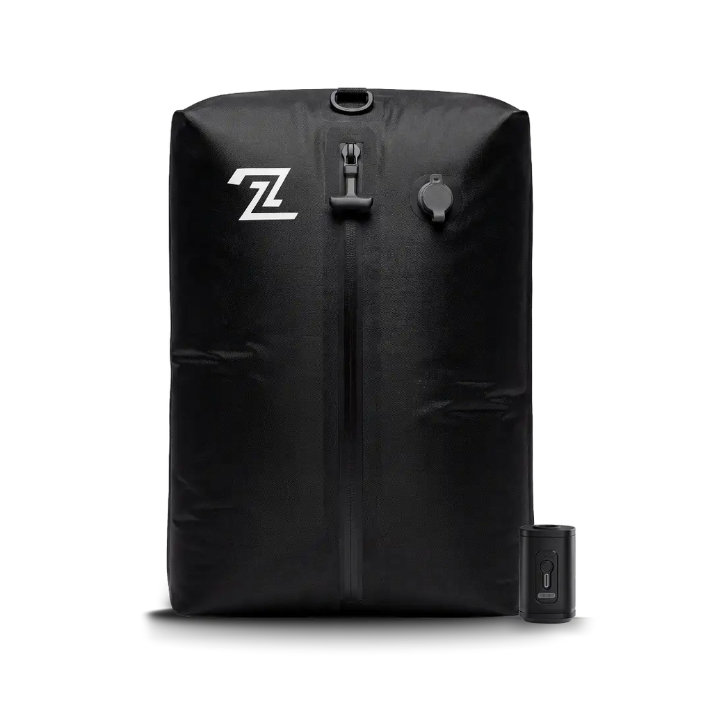 The compression bag with its electric pump