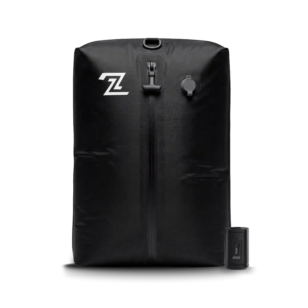 The compression bag with its electric pump