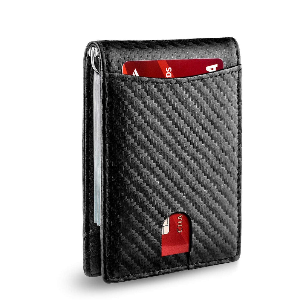 Cartera delgada AeroLuxe para hombre con protección RFID, tarjetero de cuero negro