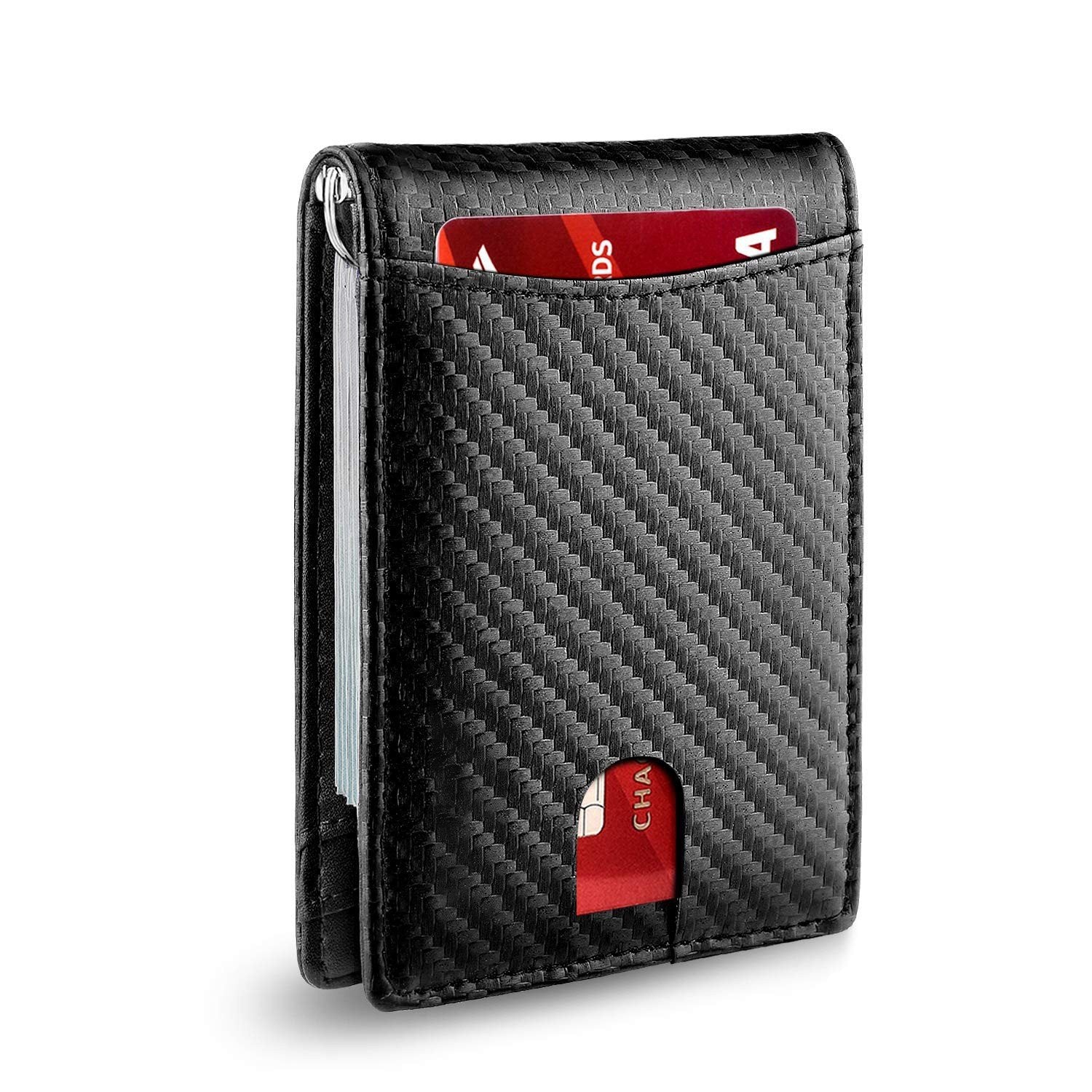 Cartera delgada AeroLuxe para hombre con protección RFID, tarjetero de cuero negro