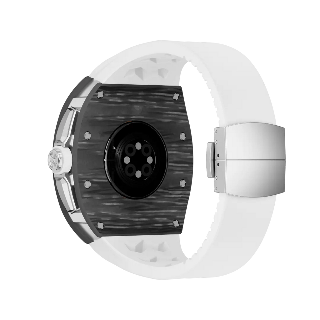 Custodia in fibra di carbonio e cinturino in silicone per Apple Watch