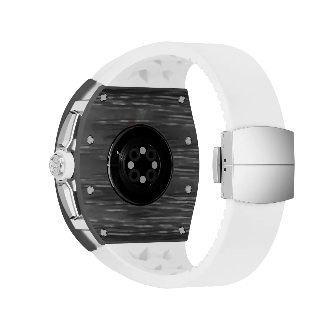 Custodia in fibra di carbonio e cinturino in silicone per Apple Watch