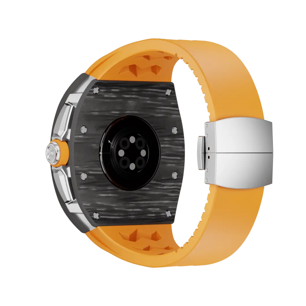 Custodia in fibra di carbonio e cinturino in silicone per Apple Watch