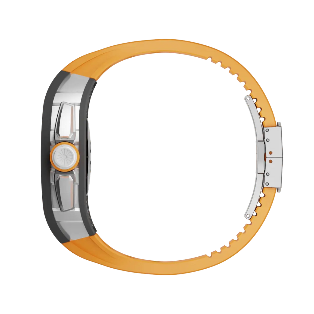 Custodia in fibra di carbonio e cinturino in silicone per Apple Watch