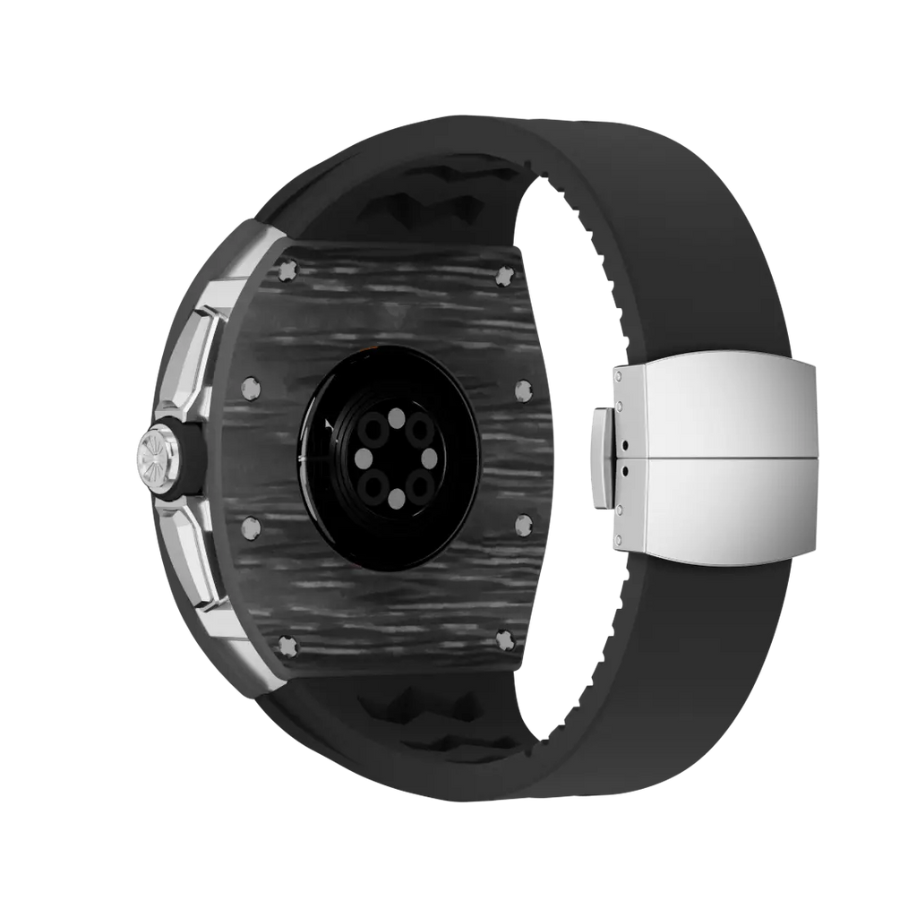 Custodia in fibra di carbonio e cinturino in silicone per Apple Watch