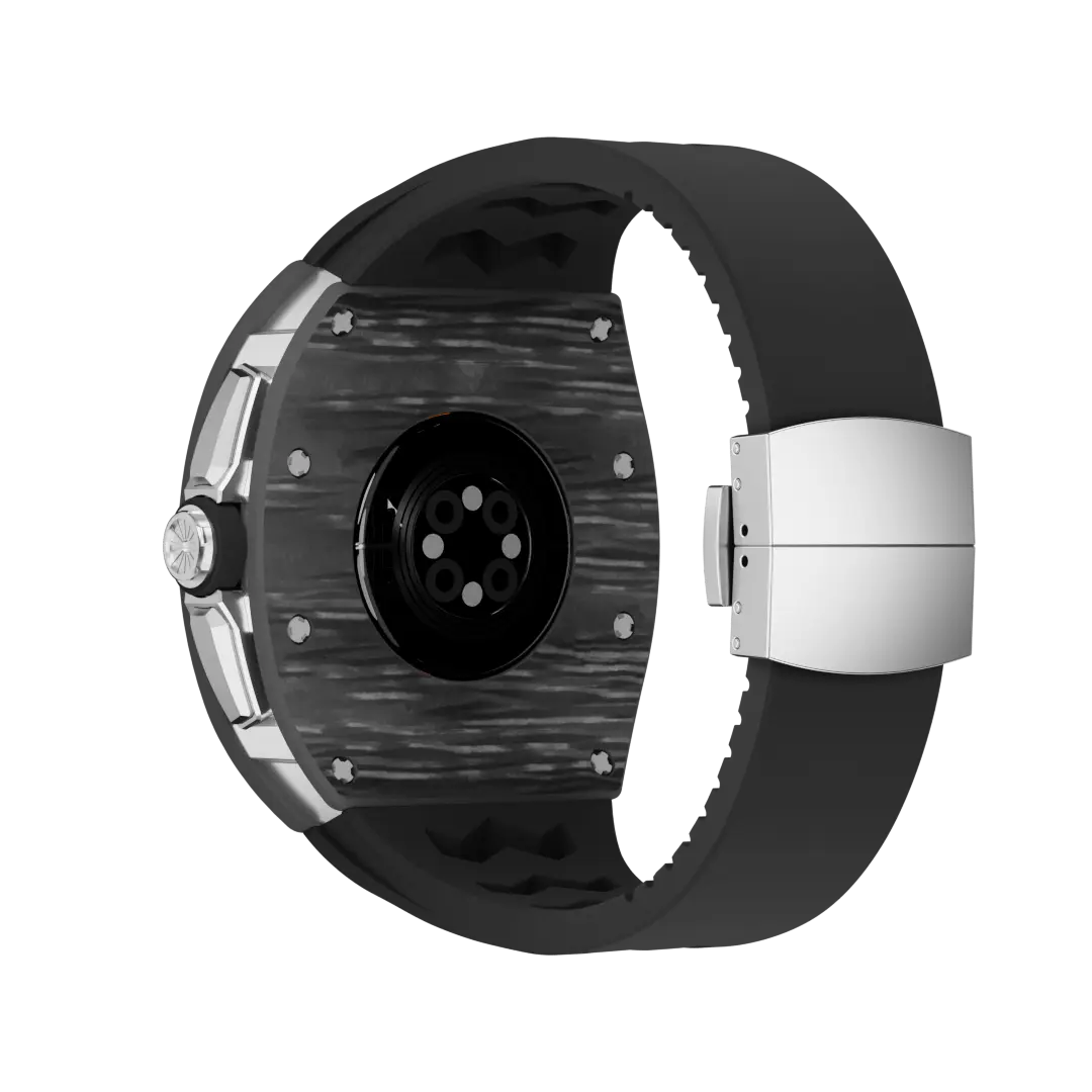Custodia in fibra di carbonio e cinturino in silicone per Apple Watch