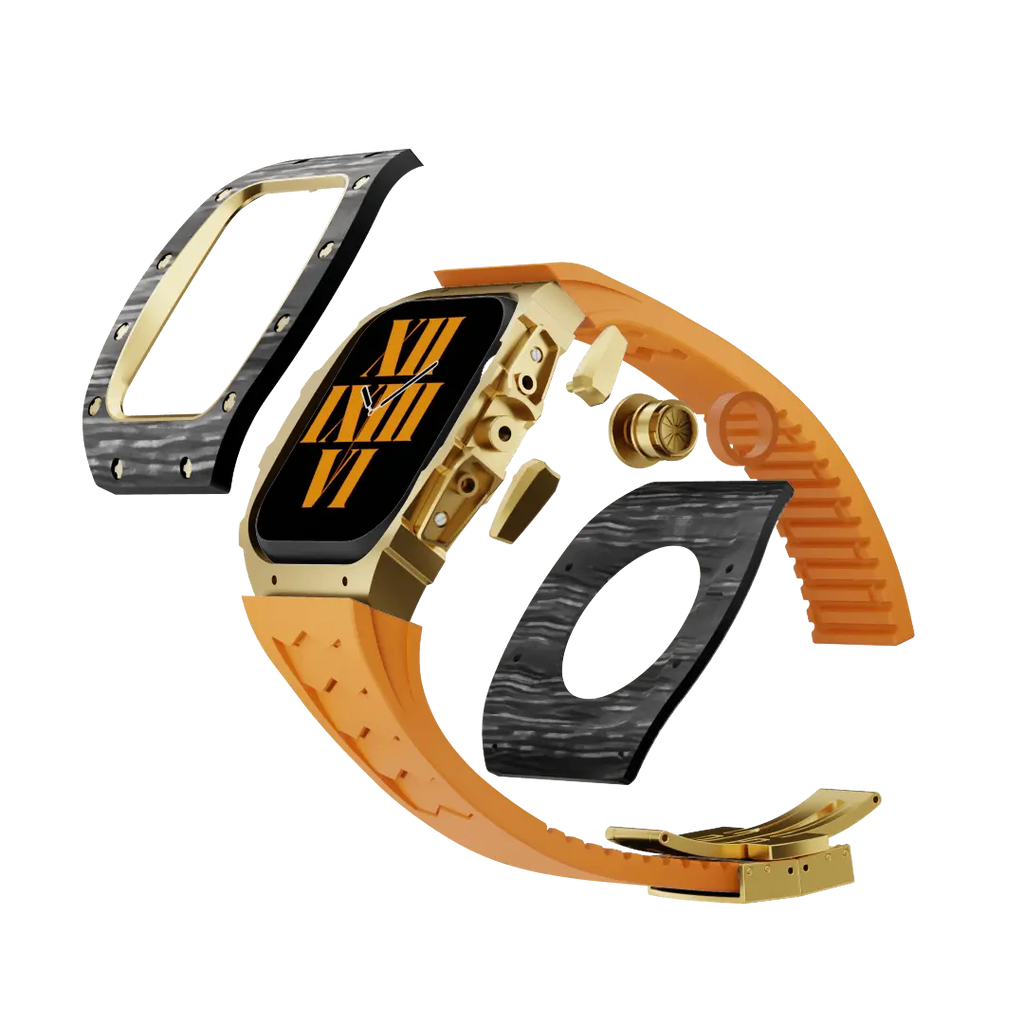 Custodia in fibra di carbonio e cinturino in silicone per Apple Watch