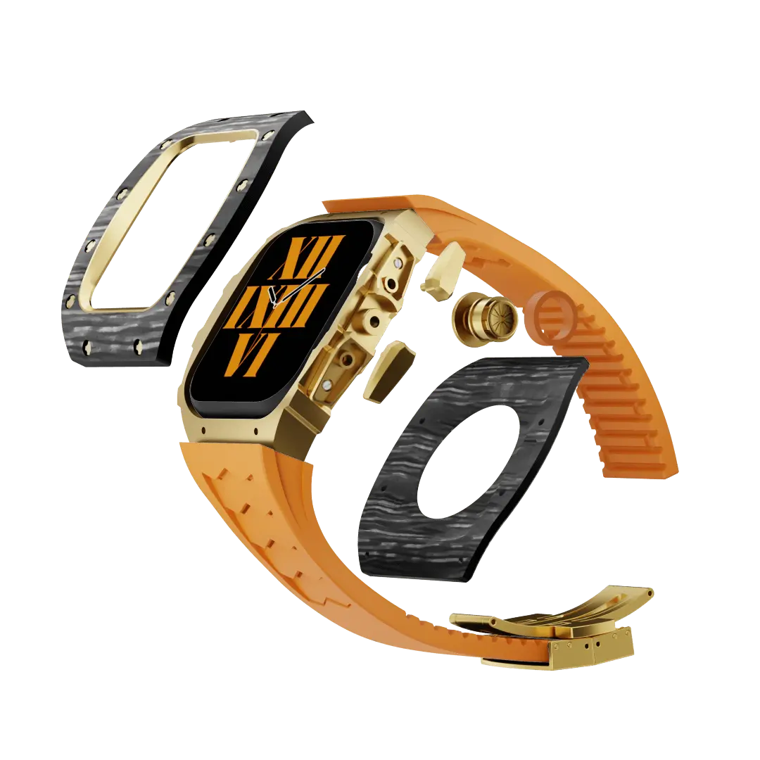 Custodia in fibra di carbonio e cinturino in silicone per Apple Watch