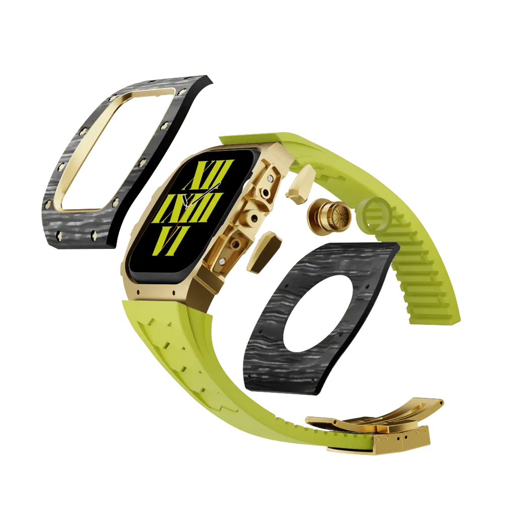 Custodia in fibra di carbonio e cinturino in silicone per Apple Watch