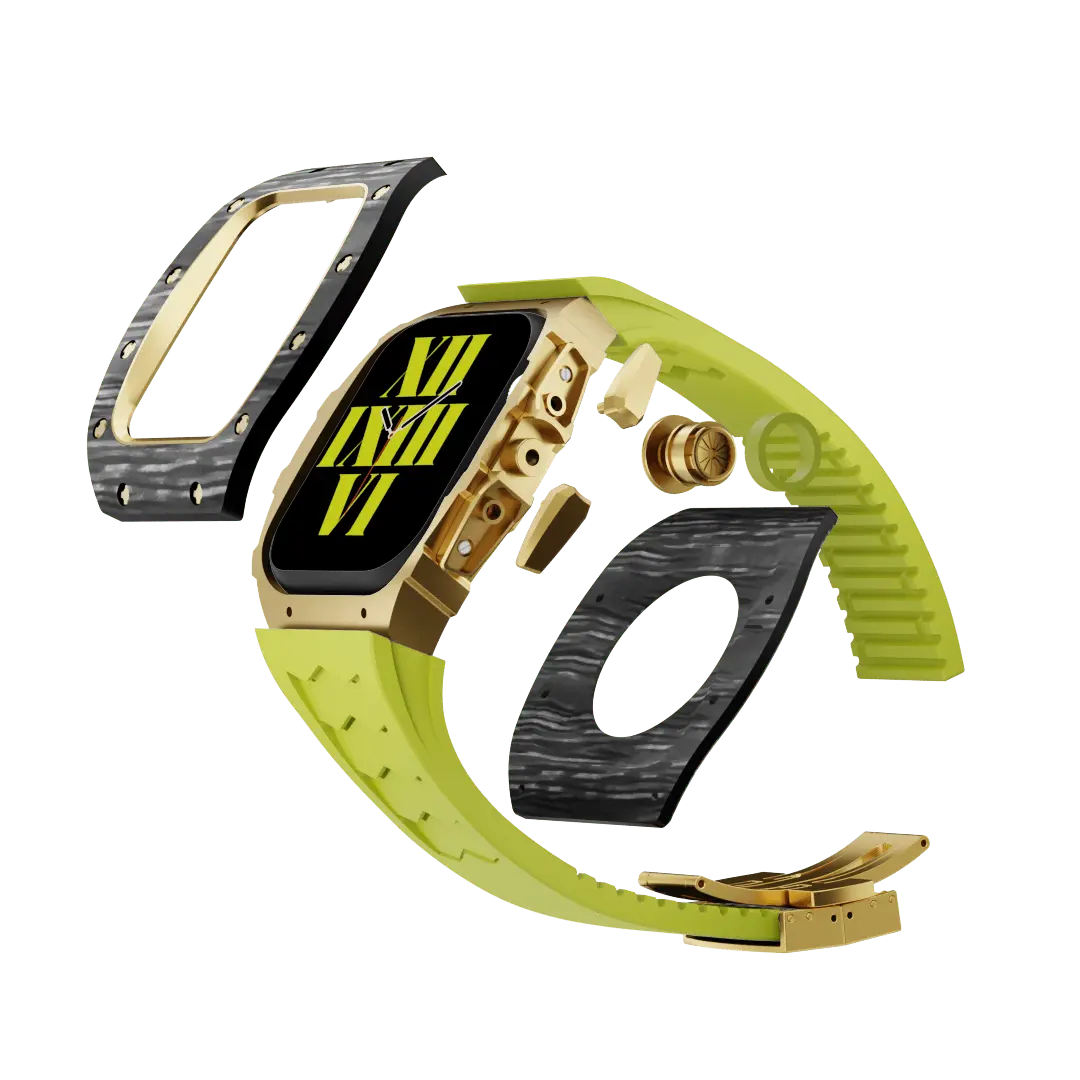 Custodia in fibra di carbonio e cinturino in silicone per Apple Watch