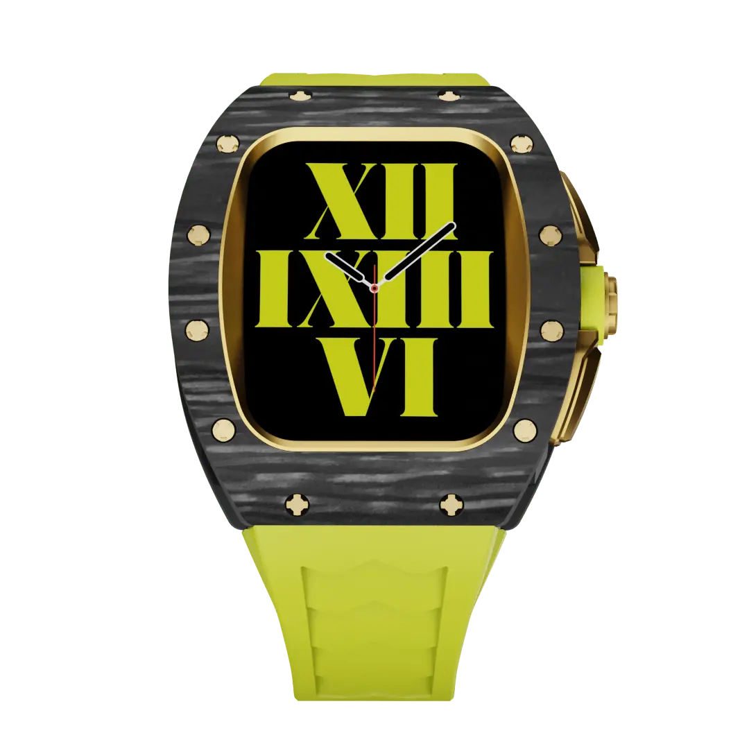 Custodia in fibra di carbonio e cinturino in silicone per Apple Watch