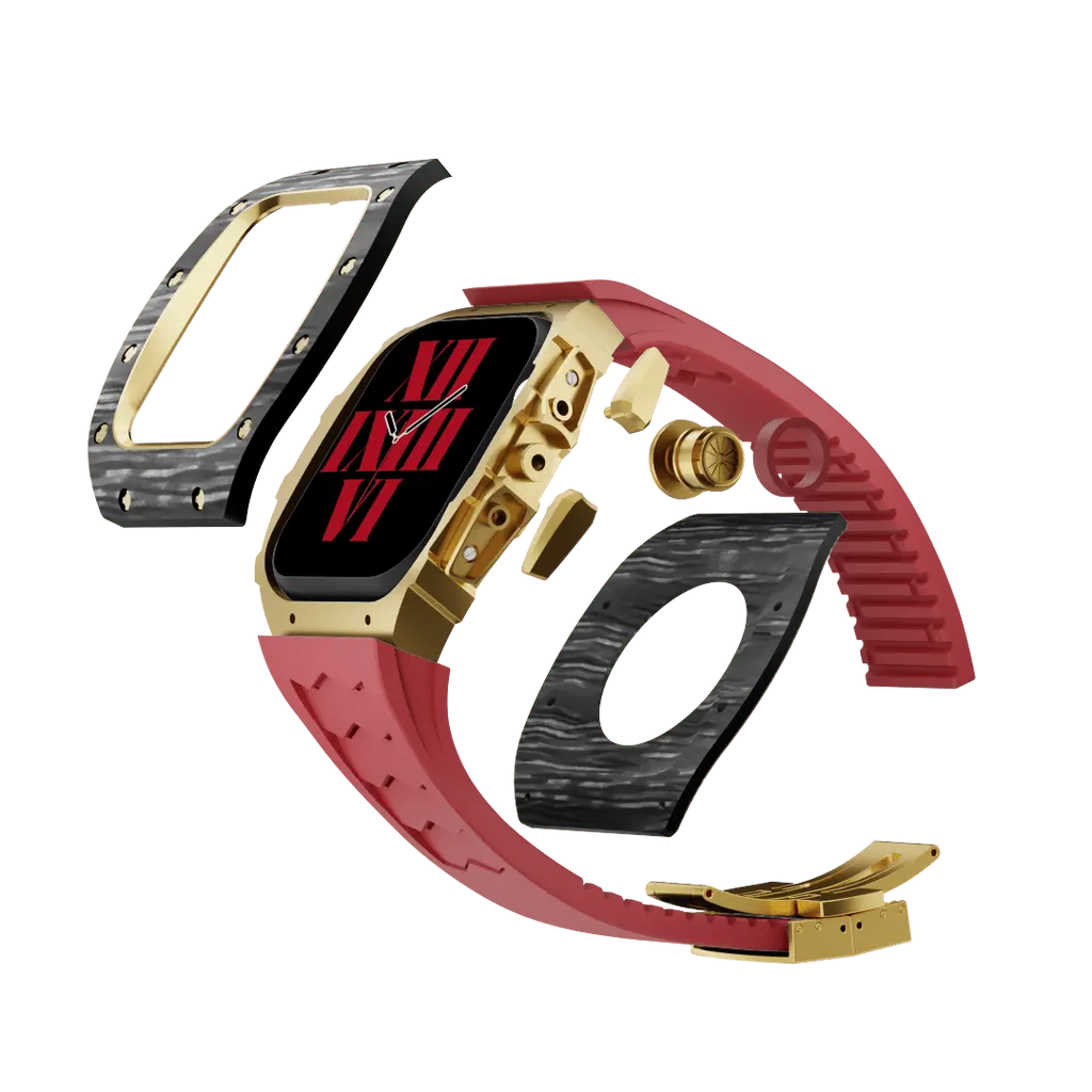 Custodia in fibra di carbonio e cinturino in silicone per Apple Watch