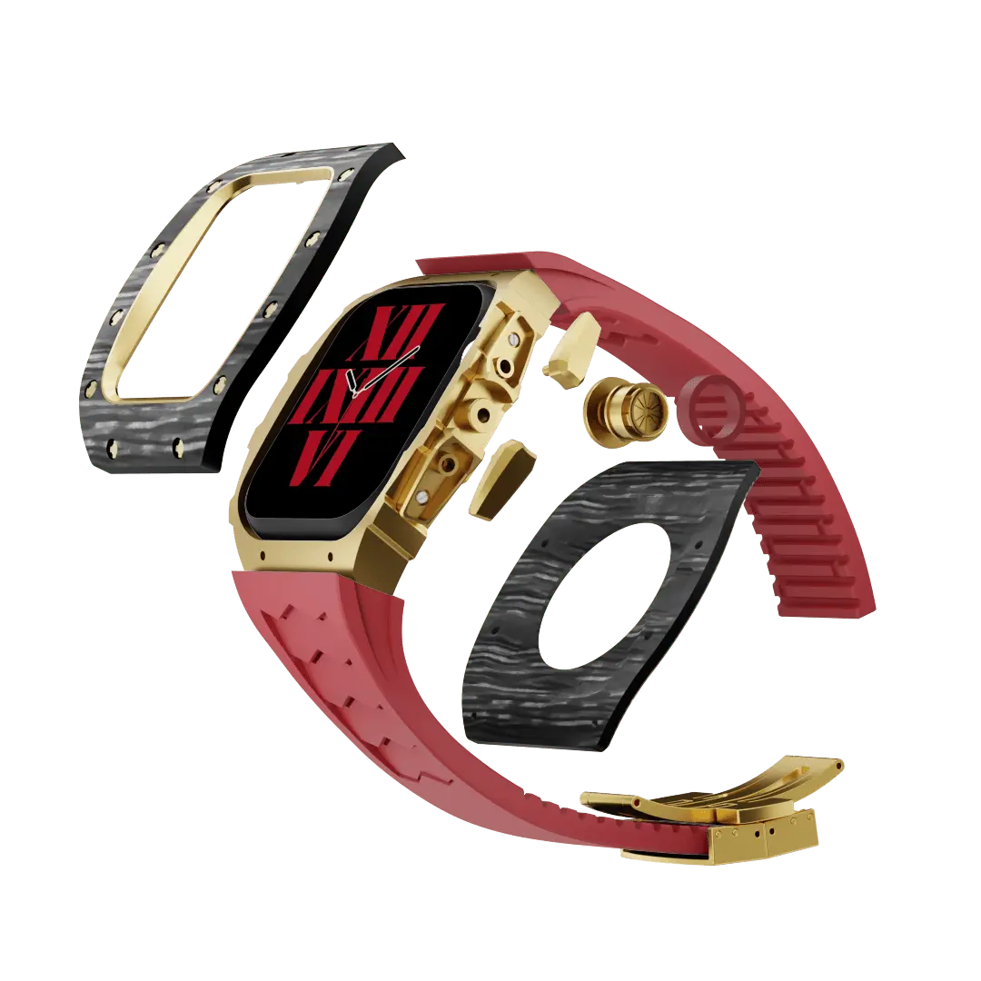 Custodia in fibra di carbonio e cinturino in silicone per Apple Watch
