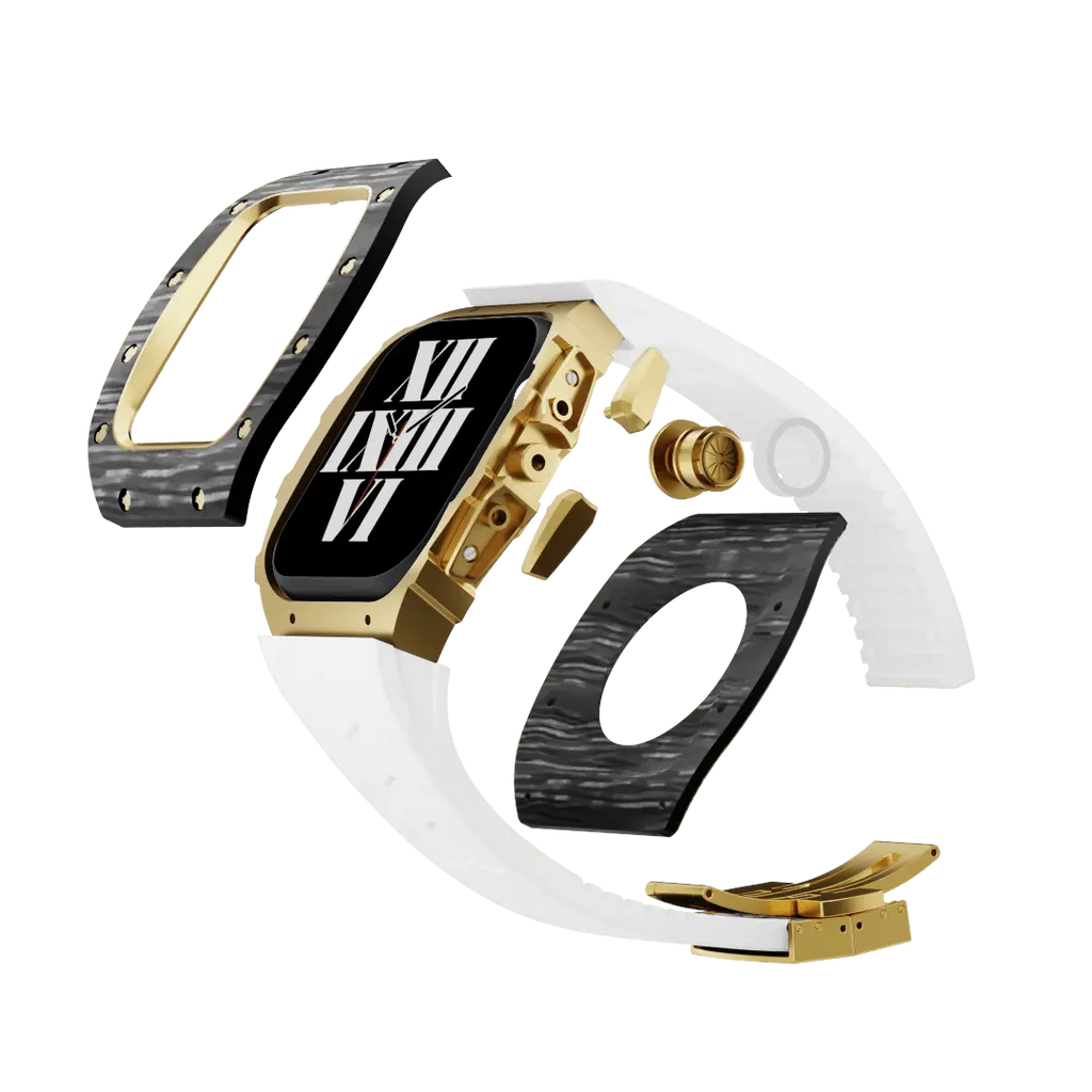 Custodia in fibra di carbonio e cinturino in silicone per Apple Watch