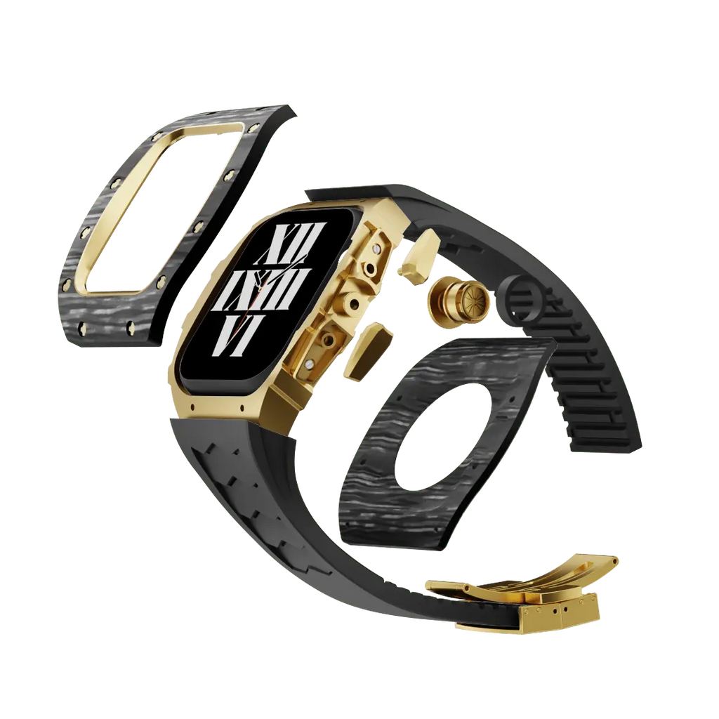 Custodia in fibra di carbonio e cinturino in silicone per Apple Watch