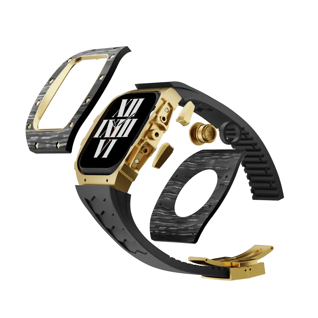 Custodia in fibra di carbonio e cinturino in silicone per Apple Watch