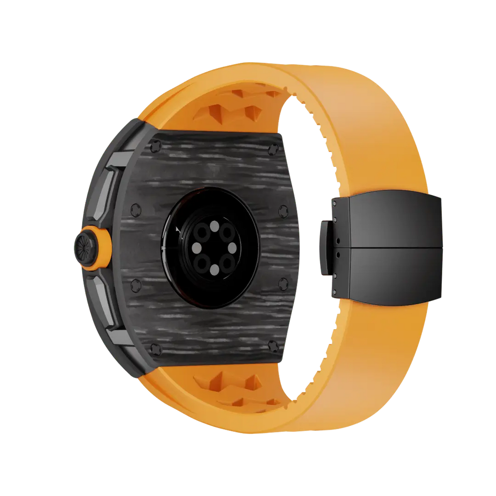 Custodia in fibra di carbonio e cinturino in silicone per Apple Watch