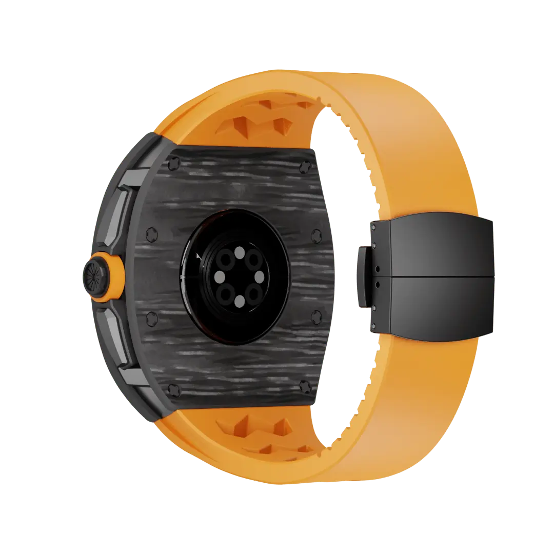 Custodia in fibra di carbonio e cinturino in silicone per Apple Watch