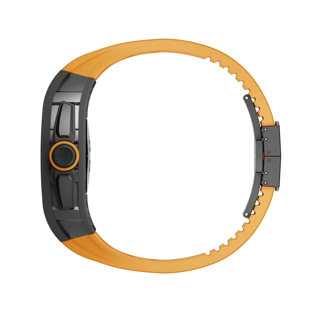 Custodia in fibra di carbonio e cinturino in silicone per Apple Watch