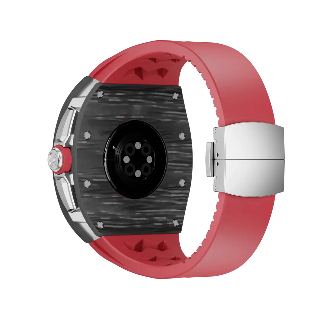 Custodia in fibra di carbonio e cinturino in silicone per Apple Watch