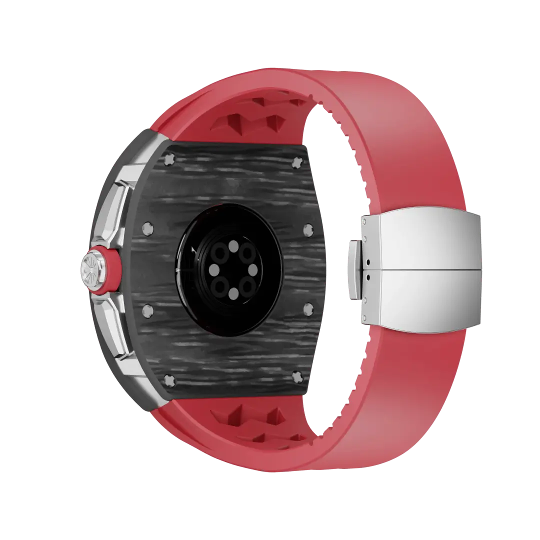 Custodia in fibra di carbonio e cinturino in silicone per Apple Watch