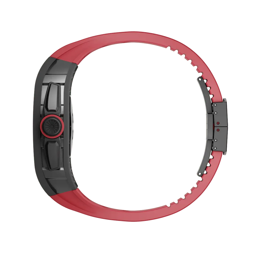 Custodia in fibra di carbonio e cinturino in silicone per Apple Watch