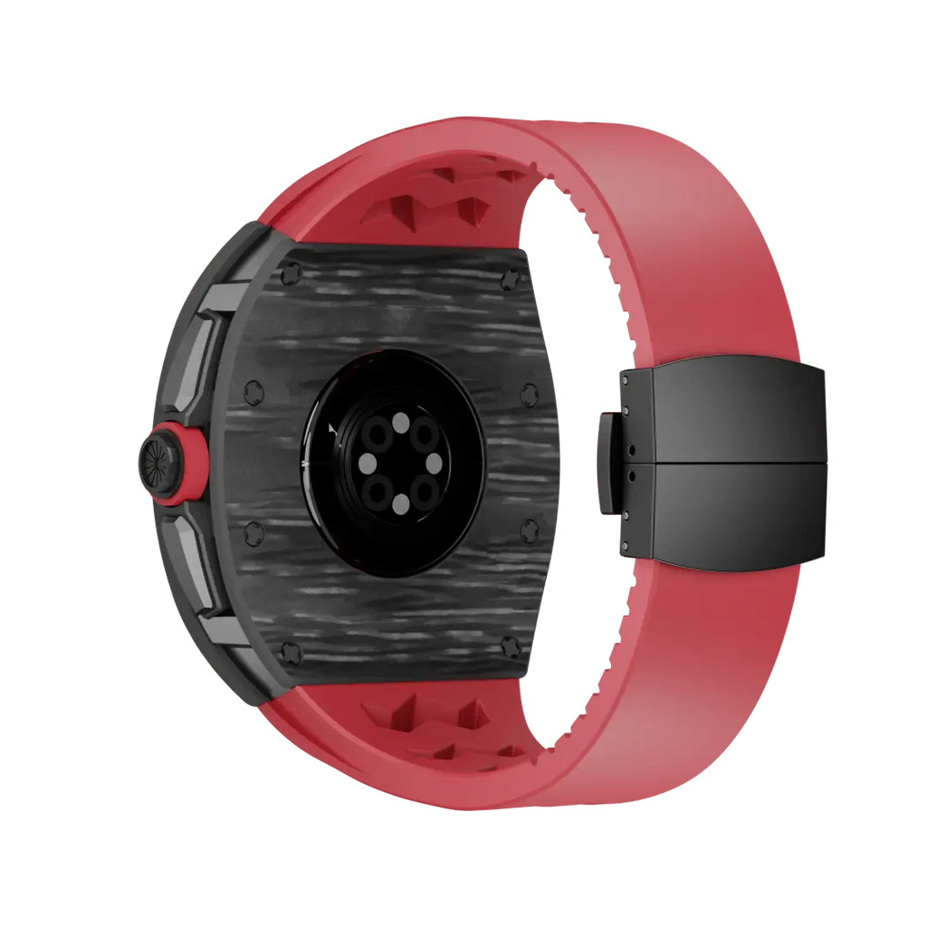 Custodia in fibra di carbonio e cinturino in silicone per Apple Watch