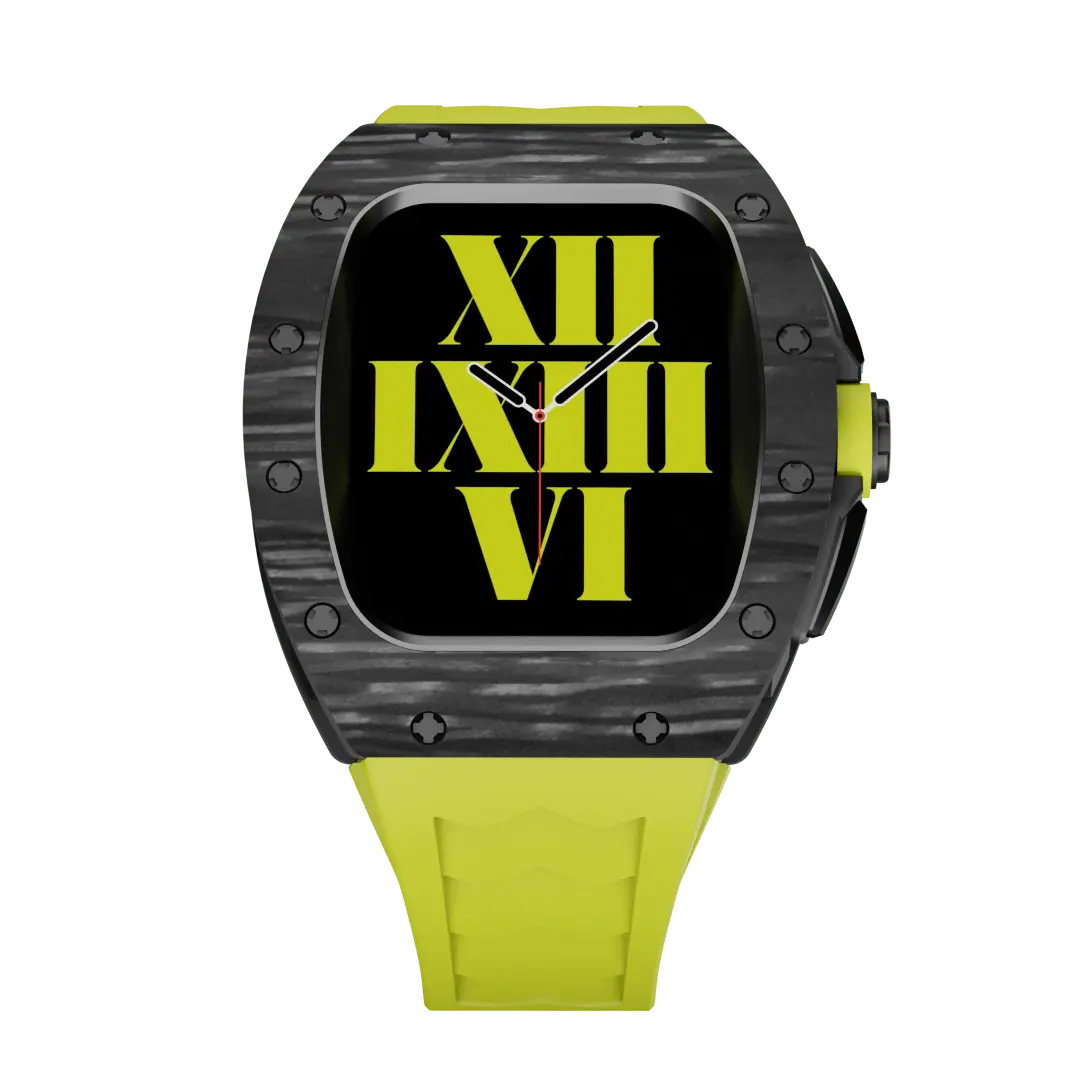Custodia in fibra di carbonio e cinturino in silicone per Apple Watch