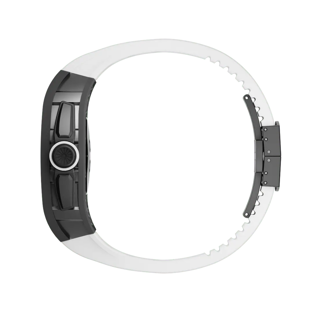 Custodia in fibra di carbonio e cinturino in silicone per Apple Watch