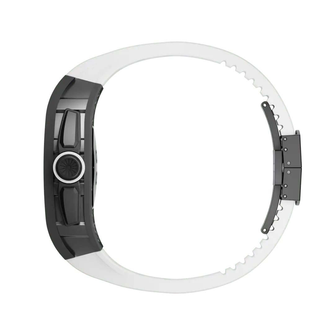 Custodia in fibra di carbonio e cinturino in silicone per Apple Watch