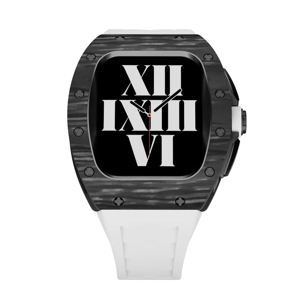 Custodia in fibra di carbonio e cinturino in silicone per Apple Watch