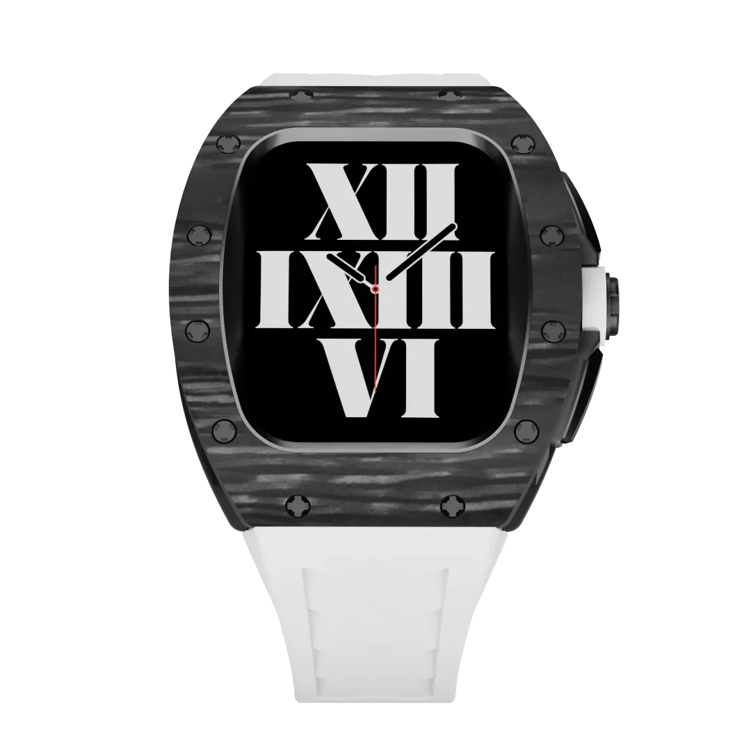 Custodia in fibra di carbonio e cinturino in silicone per Apple Watch